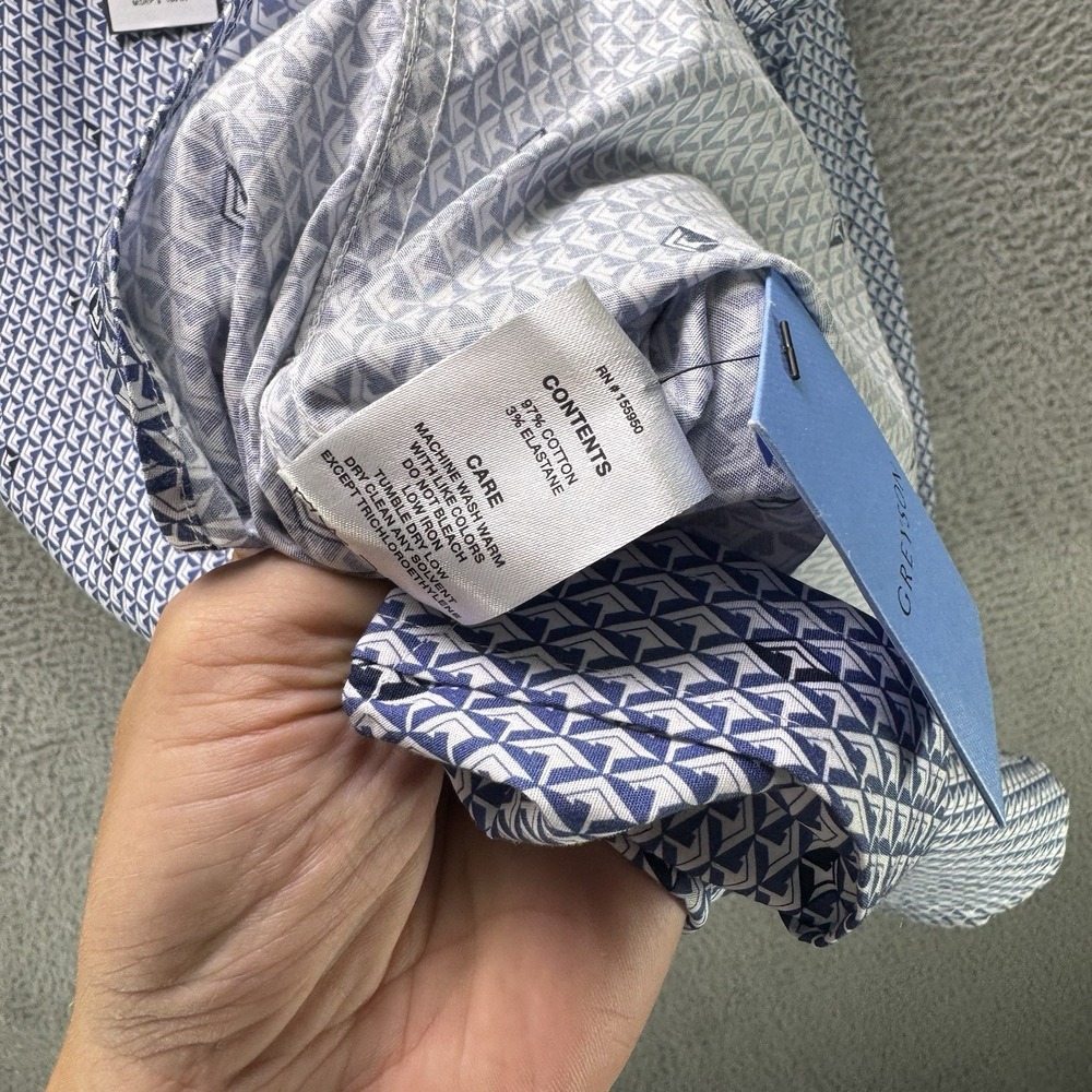 Greyson Dress Shirt Mens Large Blue Woodward Diamonds All Day Button Down NWT - Picture 10 of 15